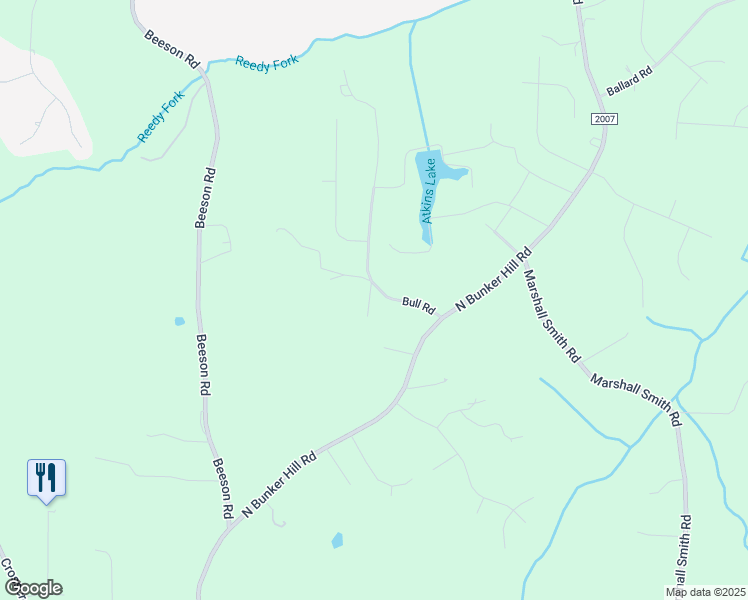 map of restaurants, bars, coffee shops, grocery stores, and more near 8615 Bull Road in Colfax
