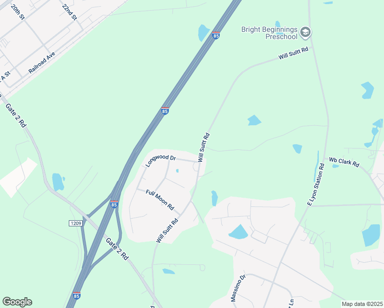 map of restaurants, bars, coffee shops, grocery stores, and more near 2119 Longwood Drive in Creedmoor