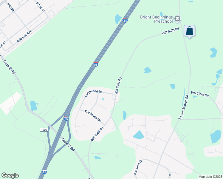 map of restaurants, bars, coffee shops, grocery stores, and more near 2119 Longwood Drive in Creedmoor