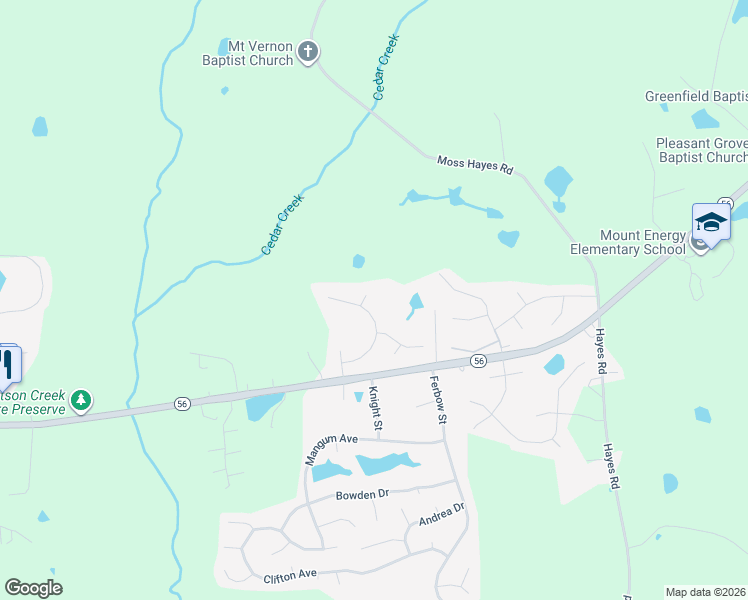 map of restaurants, bars, coffee shops, grocery stores, and more near 2578 Blue Dog Court in Creedmoor