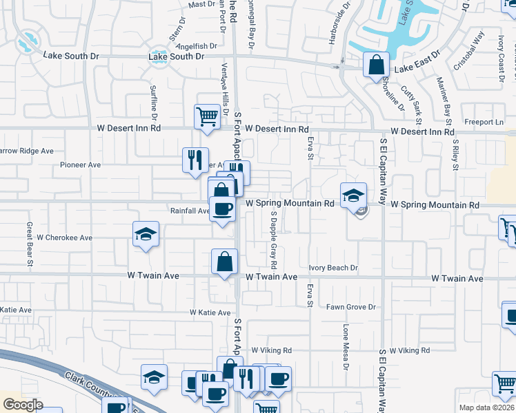 map of restaurants, bars, coffee shops, grocery stores, and more near 3517 Day Dawn Street in Las Vegas