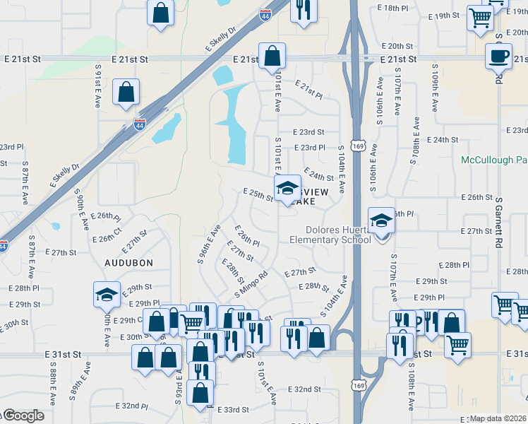 map of restaurants, bars, coffee shops, grocery stores, and more near in Tulsa