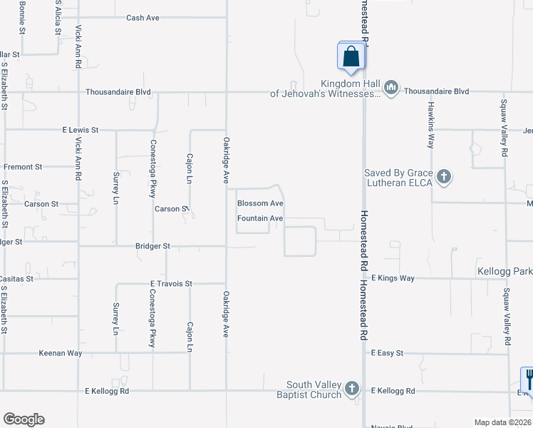 map of restaurants, bars, coffee shops, grocery stores, and more near 2656 Fountain Avenue in Pahrump
