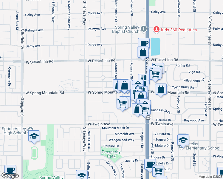 map of restaurants, bars, coffee shops, grocery stores, and more near 7137 Flowering Rose Avenue in Las Vegas