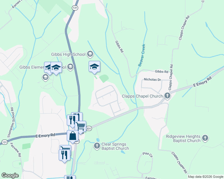 map of restaurants, bars, coffee shops, grocery stores, and more near 7605 Applecross Road in Corryton
