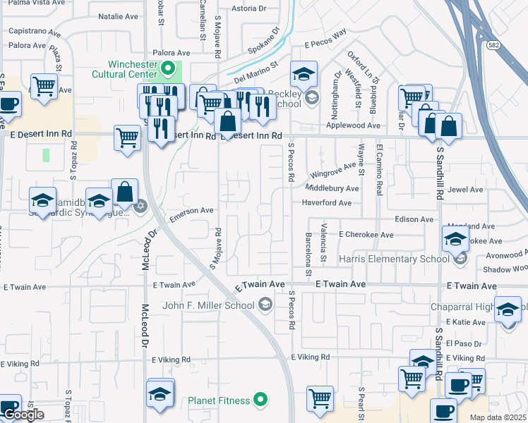 map of restaurants, bars, coffee shops, grocery stores, and more near 3332 Lovell Court in Las Vegas