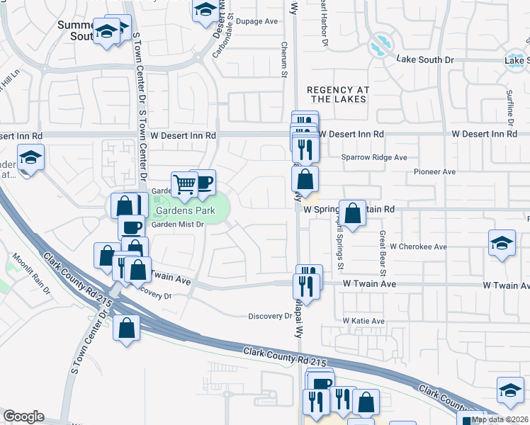 map of restaurants, bars, coffee shops, grocery stores, and more near 10279 Evening Primrose Avenue in Las Vegas