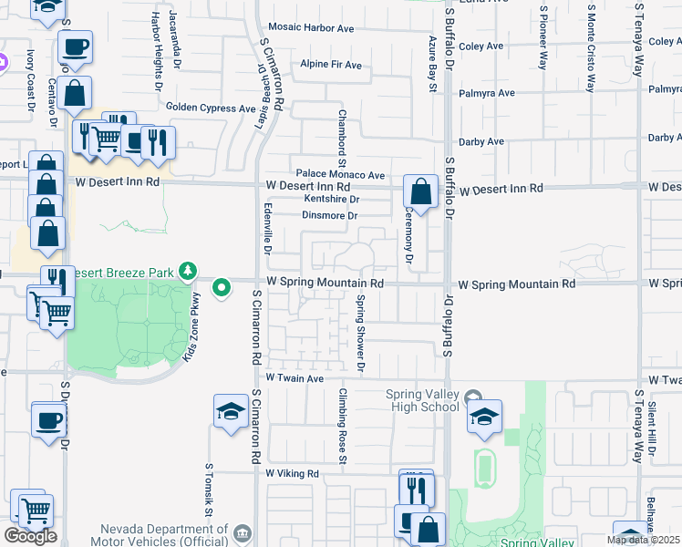 map of restaurants, bars, coffee shops, grocery stores, and more near 8000 West Spring Mountain Road in Las Vegas