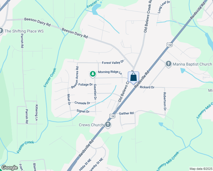 map of restaurants, bars, coffee shops, grocery stores, and more near 3960 Foliage Drive in Winston-Salem