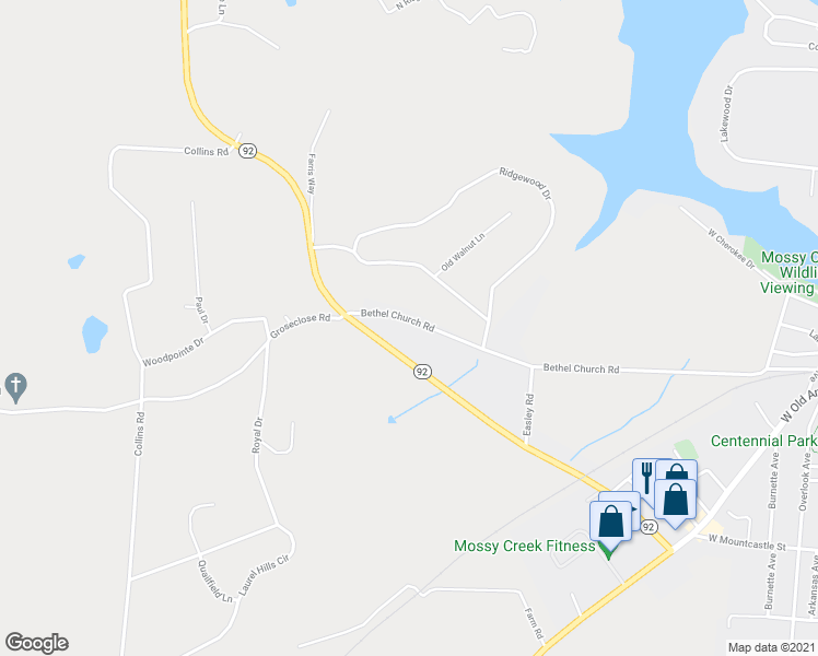 map of restaurants, bars, coffee shops, grocery stores, and more near 1031 Bethel Church Rd in Jefferson City