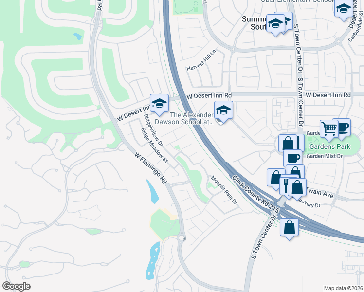 map of restaurants, bars, coffee shops, grocery stores, and more near 11066 Pegasus Drive in Las Vegas