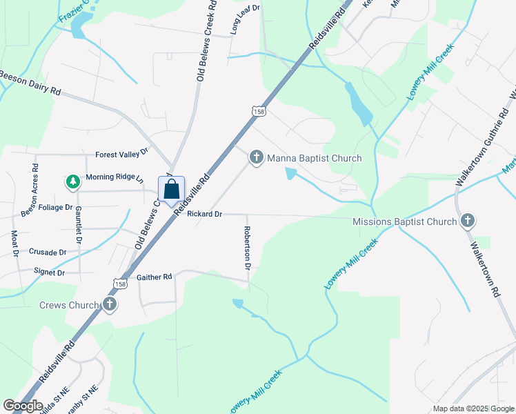 map of restaurants, bars, coffee shops, grocery stores, and more near 423 Rickard Drive in Winston-Salem