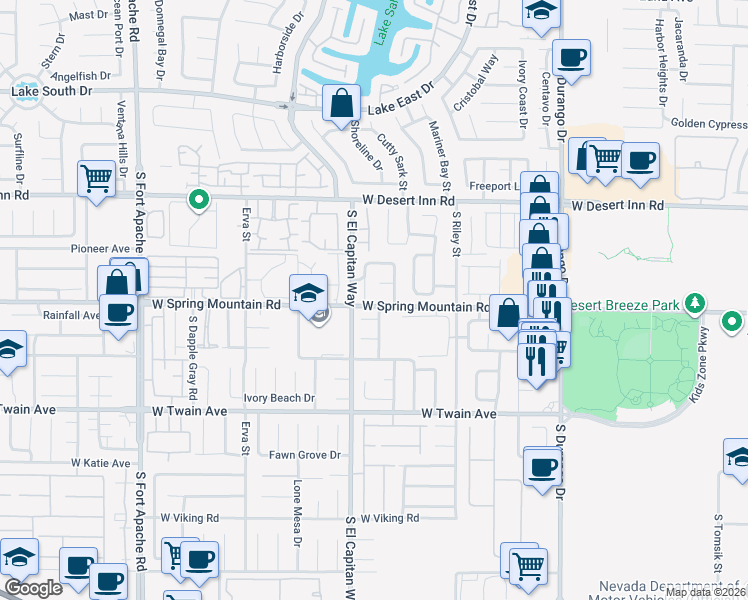 map of restaurants, bars, coffee shops, grocery stores, and more near 3482 Hera Street in Las Vegas
