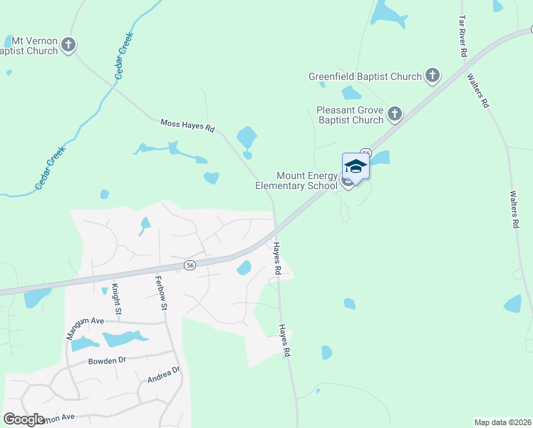 map of restaurants, bars, coffee shops, grocery stores, and more near 2231 Bayswater Drive in Creedmoor