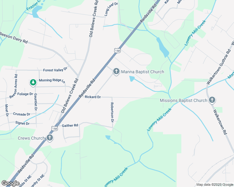 map of restaurants, bars, coffee shops, grocery stores, and more near 423 Rickard Drive in Winston-Salem