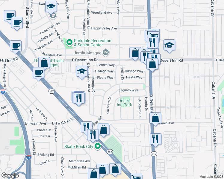 map of restaurants, bars, coffee shops, grocery stores, and more near 4773 Vista Flora Way in Las Vegas