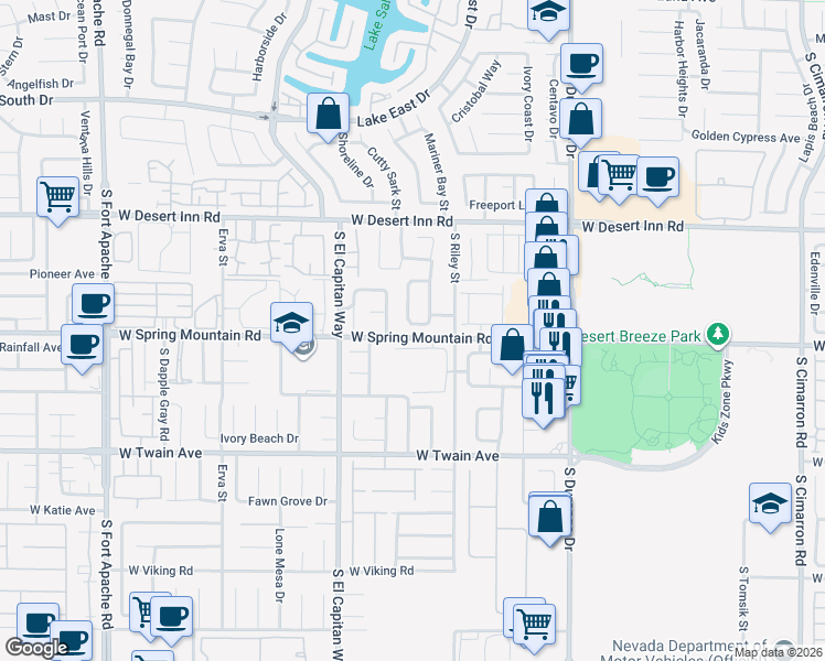 map of restaurants, bars, coffee shops, grocery stores, and more near 8875 Tidal Bay Drive in Las Vegas