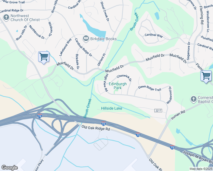 map of restaurants, bars, coffee shops, grocery stores, and more near 6404 High View Road in Greensboro