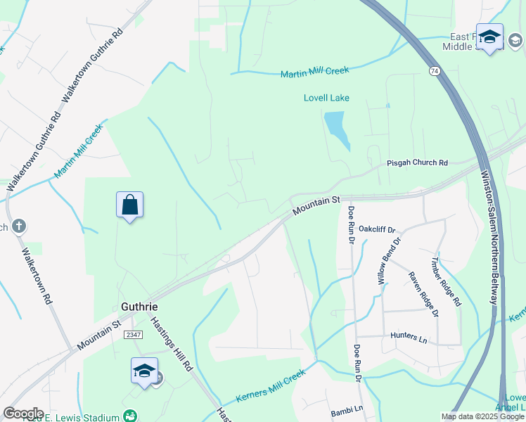 map of restaurants, bars, coffee shops, grocery stores, and more near 2424 Pisgah Church Road in Kernersville