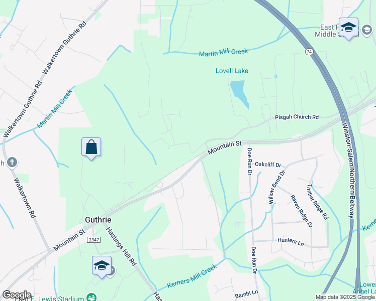 map of restaurants, bars, coffee shops, grocery stores, and more near 2424 Pisgah Church Road in Kernersville