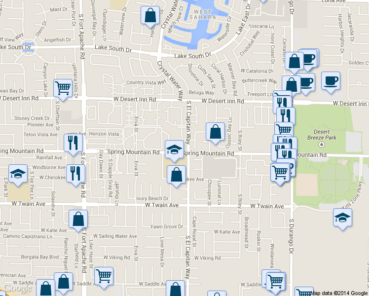 map of restaurants, bars, coffee shops, grocery stores, and more near 3484 Twilight Star Drive in Las Vegas