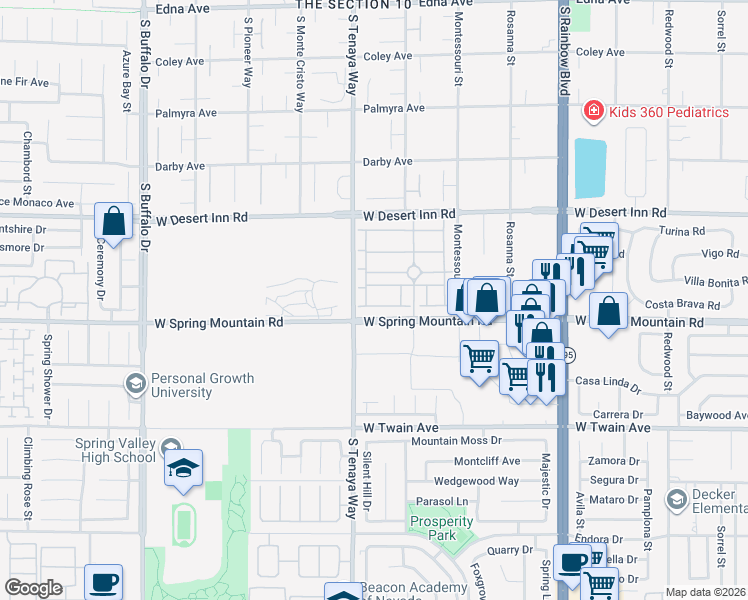 map of restaurants, bars, coffee shops, grocery stores, and more near 7300 Lavender Rose Avenue in Las Vegas