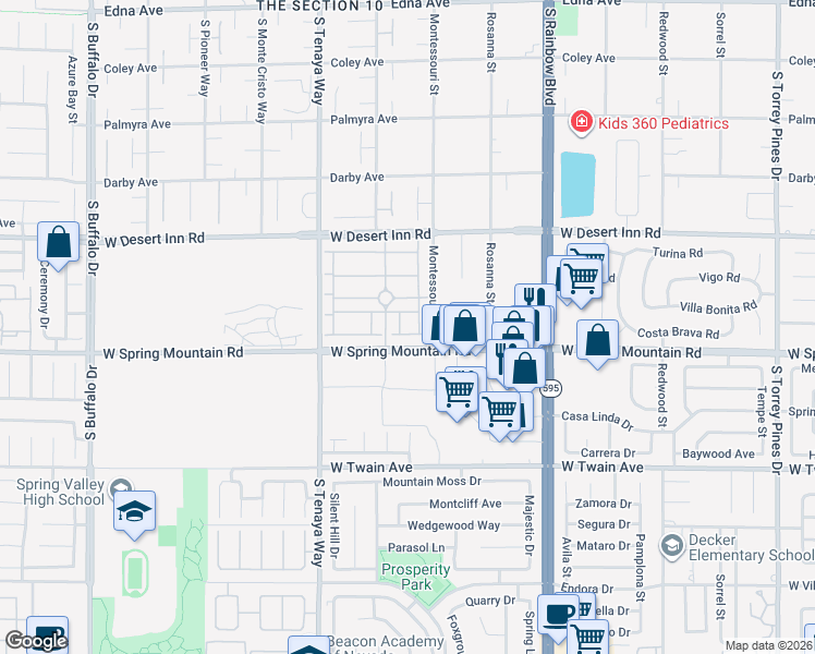map of restaurants, bars, coffee shops, grocery stores, and more near 7154 Flowering Rose Avenue in Las Vegas
