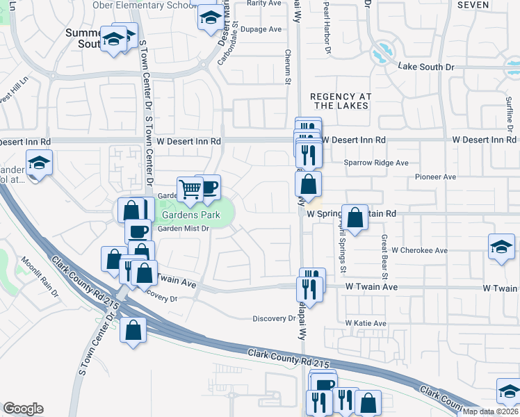 map of restaurants, bars, coffee shops, grocery stores, and more near 10279 Evening Primrose Avenue in Las Vegas
