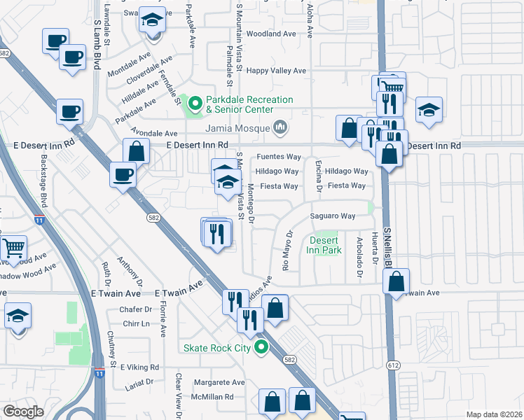 map of restaurants, bars, coffee shops, grocery stores, and more near 4683 Largo Way in Las Vegas