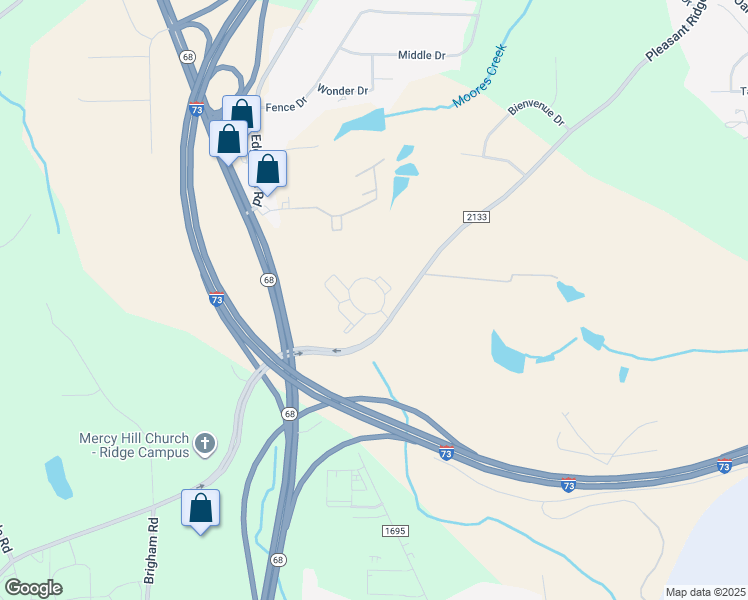map of restaurants, bars, coffee shops, grocery stores, and more near 3201 Allerton Circle in Greensboro