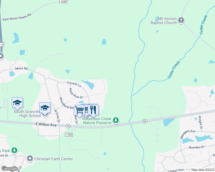 map of restaurants, bars, coffee shops, grocery stores, and more near 820 Pitch Pine Drive in Creedmoor