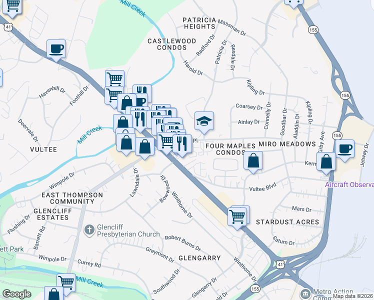 map of restaurants, bars, coffee shops, grocery stores, and more near 1000 Thompson Place in Nashville