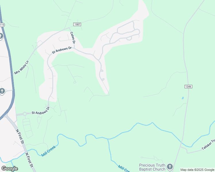 map of restaurants, bars, coffee shops, grocery stores, and more near 1304 Saint Andrews Drive in Mebane
