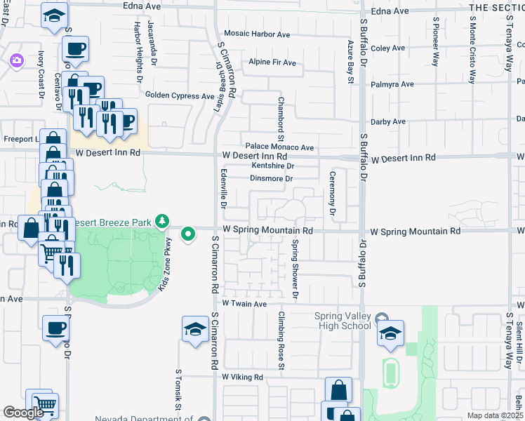 map of restaurants, bars, coffee shops, grocery stores, and more near 8000 Spring Mountain Road in Las Vegas