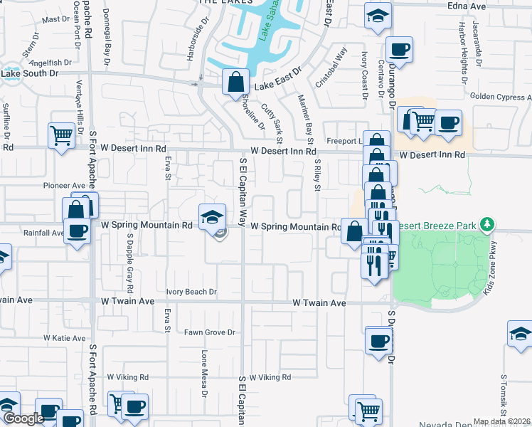 map of restaurants, bars, coffee shops, grocery stores, and more near 3482 Hera Street in Las Vegas