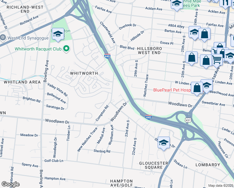 map of restaurants, bars, coffee shops, grocery stores, and more near 2520A Sharondale Drive in Nashville