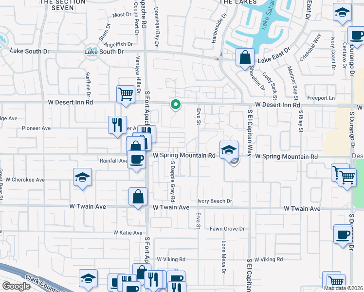 map of restaurants, bars, coffee shops, grocery stores, and more near 3511 Casa Real Way in Las Vegas
