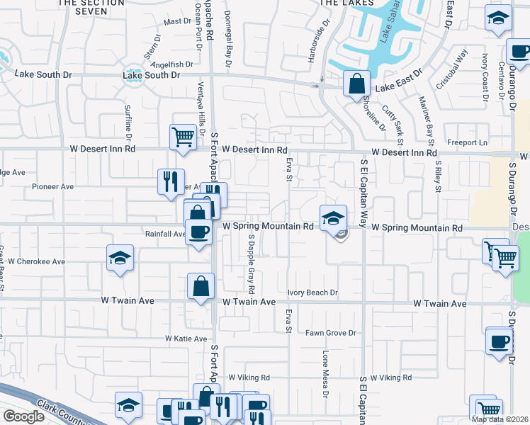 map of restaurants, bars, coffee shops, grocery stores, and more near 9264 Apache Springs Drive in Las Vegas
