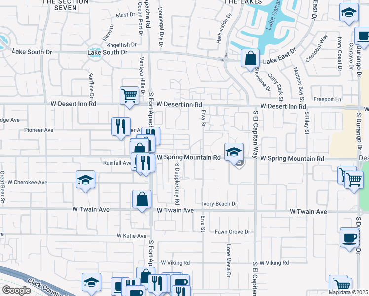 map of restaurants, bars, coffee shops, grocery stores, and more near 9270 Apache Springs Drive in Las Vegas