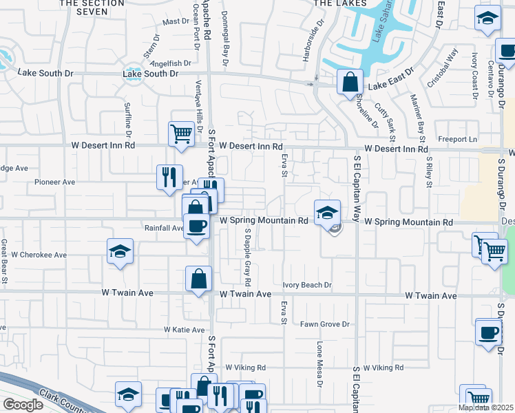 map of restaurants, bars, coffee shops, grocery stores, and more near 9270 Apache Springs Drive in Las Vegas