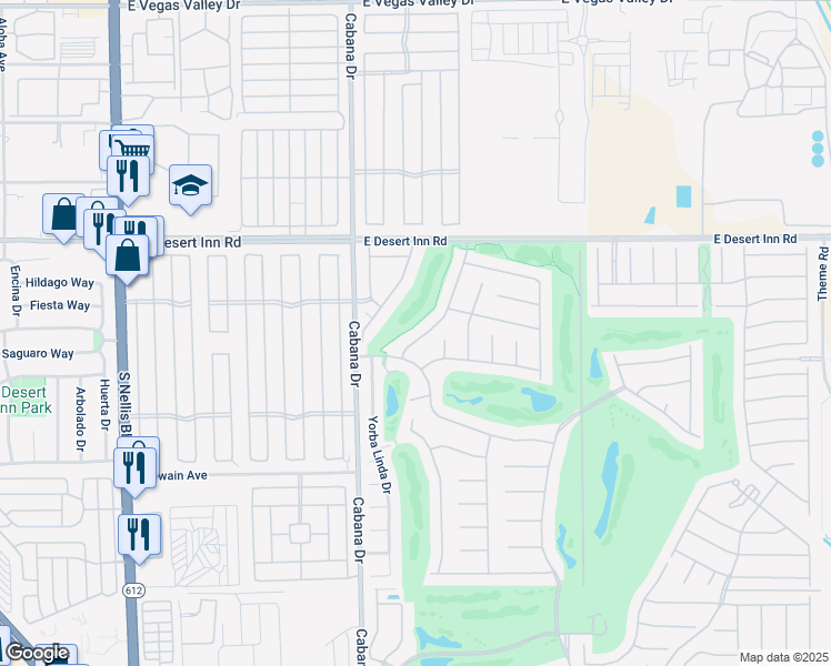 map of restaurants, bars, coffee shops, grocery stores, and more near 3445 Blue Ash Lane in Las Vegas