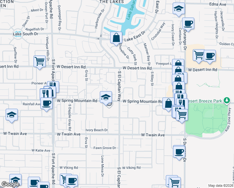 map of restaurants, bars, coffee shops, grocery stores, and more near 3420 Twilight Star Drive in Las Vegas