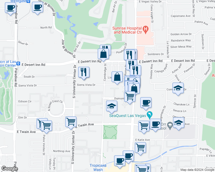 map of restaurants, bars, coffee shops, grocery stores, and more near in Paradise