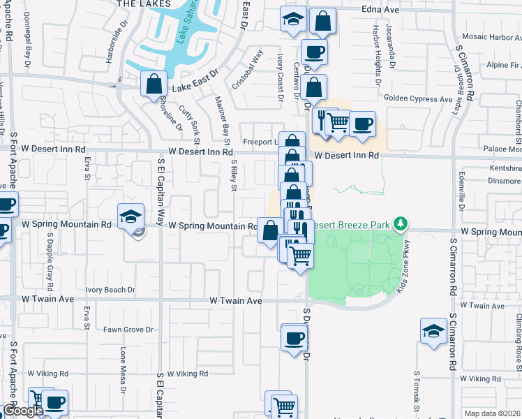 map of restaurants, bars, coffee shops, grocery stores, and more near 3396 Diego Bay Circle in Las Vegas