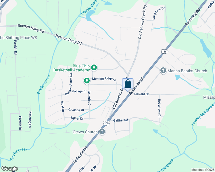 map of restaurants, bars, coffee shops, grocery stores, and more near 3962 Creekmoore Drive in Winston-Salem