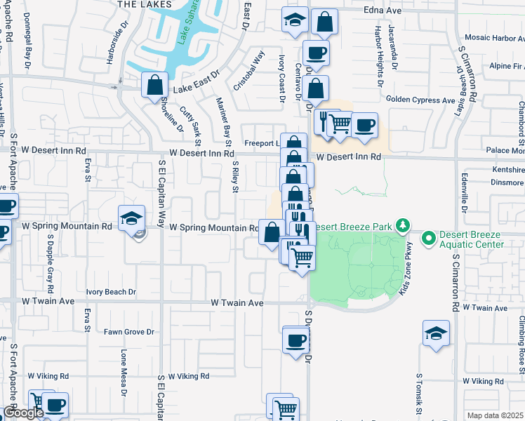 map of restaurants, bars, coffee shops, grocery stores, and more near 3451 Jade Flower Street in Las Vegas