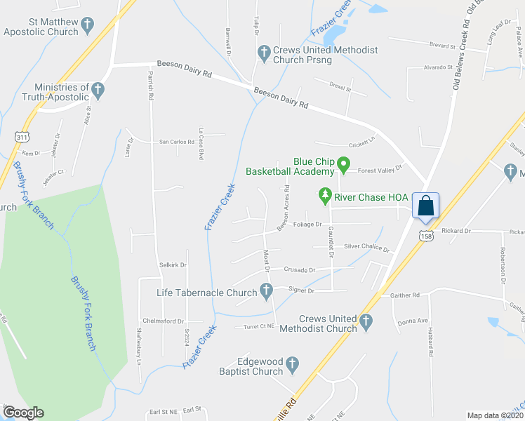 map of restaurants, bars, coffee shops, grocery stores, and more near 4343 Moat Drive in Winston-Salem