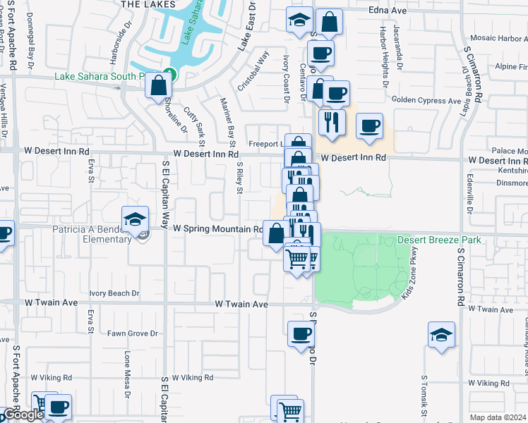 map of restaurants, bars, coffee shops, grocery stores, and more near 3451 Jade Flower Street in Las Vegas
