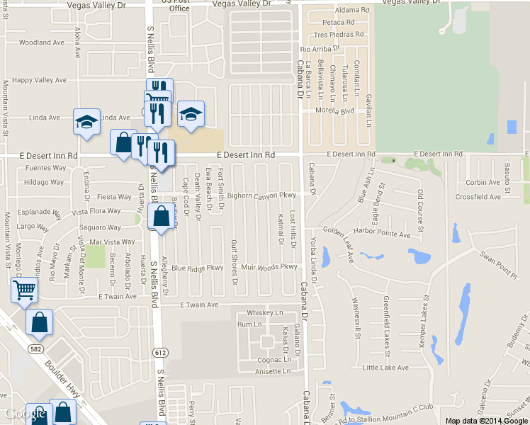 map of restaurants, bars, coffee shops, grocery stores, and more near 3431 Jewel Cave Drive in Las Vegas