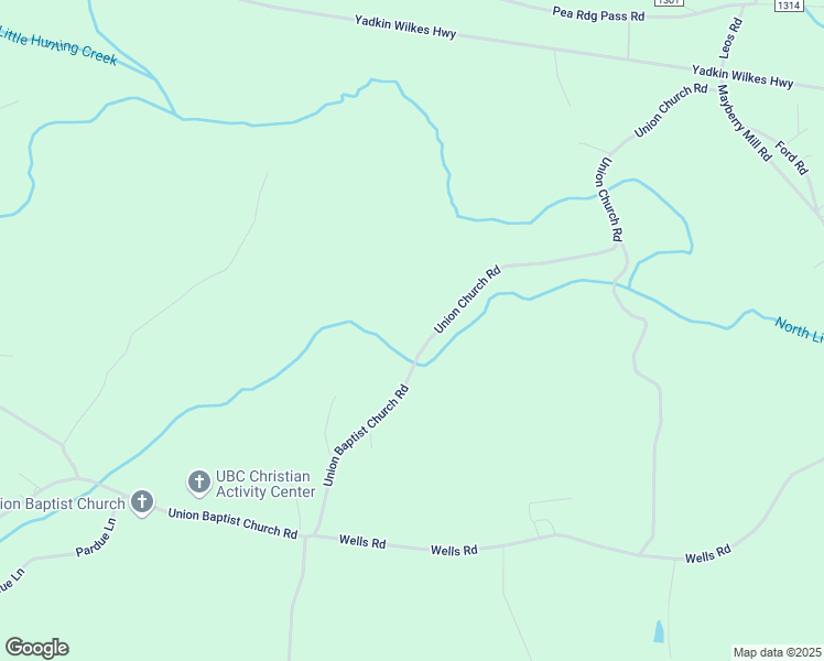 map of restaurants, bars, coffee shops, grocery stores, and more near 1557 Union Baptist Church Road in Hamptonville
